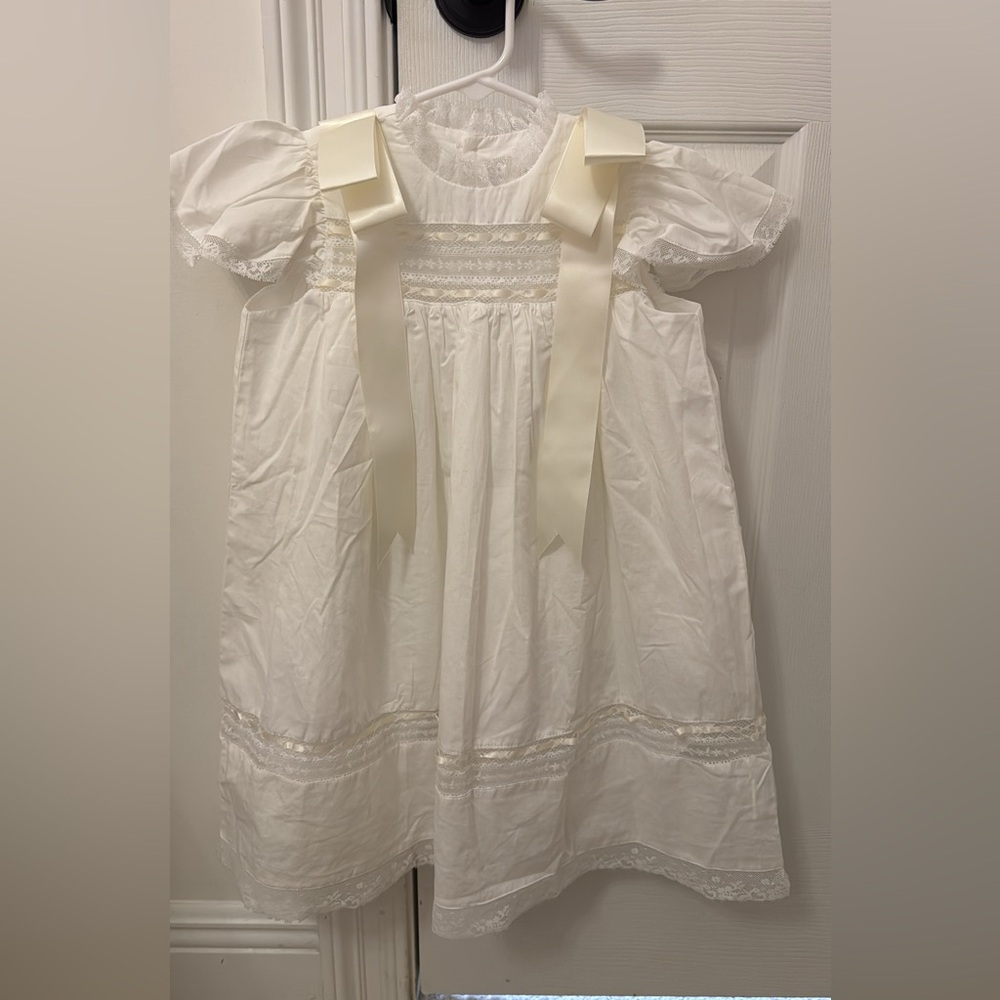 White Lace Dress with Ribbon